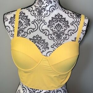 Shein Yellow Swimwear Swimsuit Bikini Padded Top Size Large